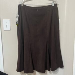 Briggs New York NWT Women’s Skirt Sz 14 Brown‎ Velvety Texture Soft Tiered